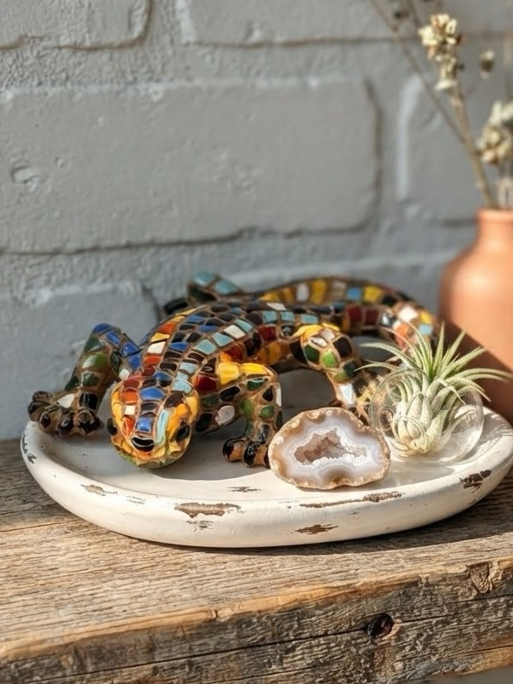 Vibrant Mosaic Gecko Lizard Fridge Magnet